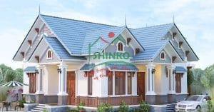 Mái thái có độ dốc mái cao giúp việc thoát nước dễ dàng, chống sự thấm dột vượt trội