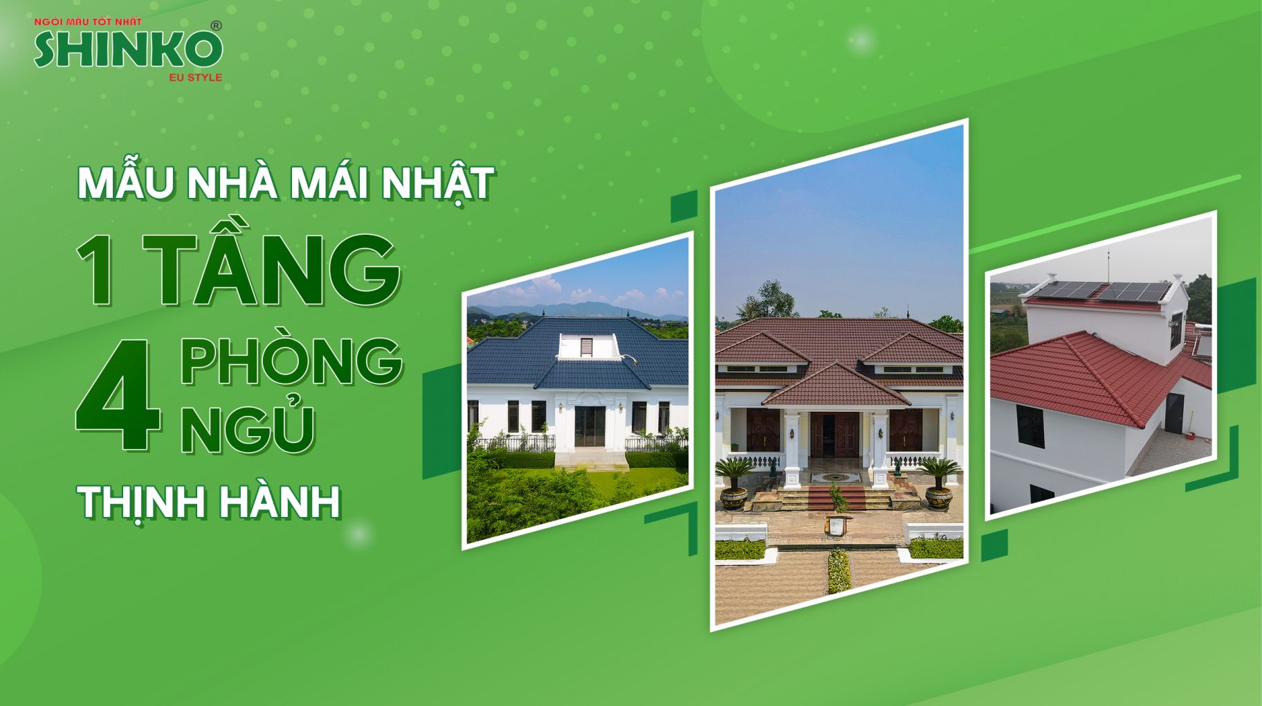 Top 15+ mẫu nhà mái Nhật 1 tầng 4 phòng ngủ thịnh hành nhất